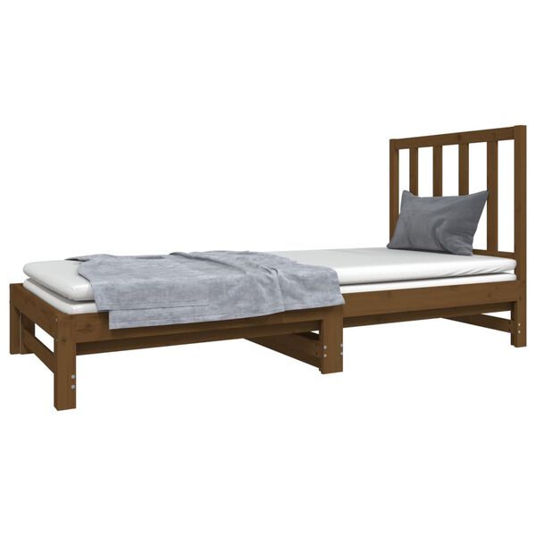 vidaXL daybed med udtr&aelig;k 2x(90x190) cm massivt fyrretr&aelig; gyldenbrun
