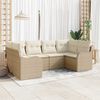 vidaXL Havesofa S&aelig;t med pude 6 pcs Beige og hvid Poly rattan