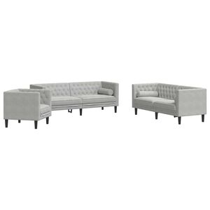 vidaXL Stue Sofa 3 pcs Lysegr&aring; 194 x 74,5 x 70,5 cm Fl&oslash;jl