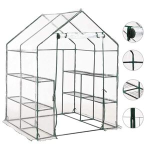 vidaXL drivhus med 8 hylder 143 x 143 x 195 cm