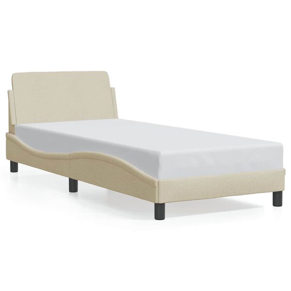 vidaXL sengeramme med sengegavl Dover Creme 90x190 cm Stof