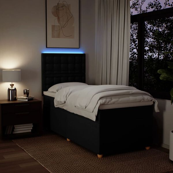 vidaXL kontinentalseng med madras 90x190 cm stof sort