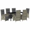 vidaXL Have Spisebordss&aelig;t med pude 7 pcs Gr&aring; polyrattan