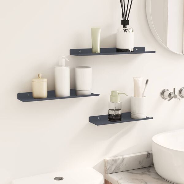vidaXL Sv&aelig;vende hylde V&aelig;gmonteret 3 pcs Antracit 40 x 9 x 2,5 cm St&aring;l