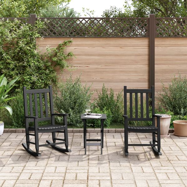 vidaXL gyngestole til b&oslash;rn 2 stk massivt poppeltr&aelig; sort