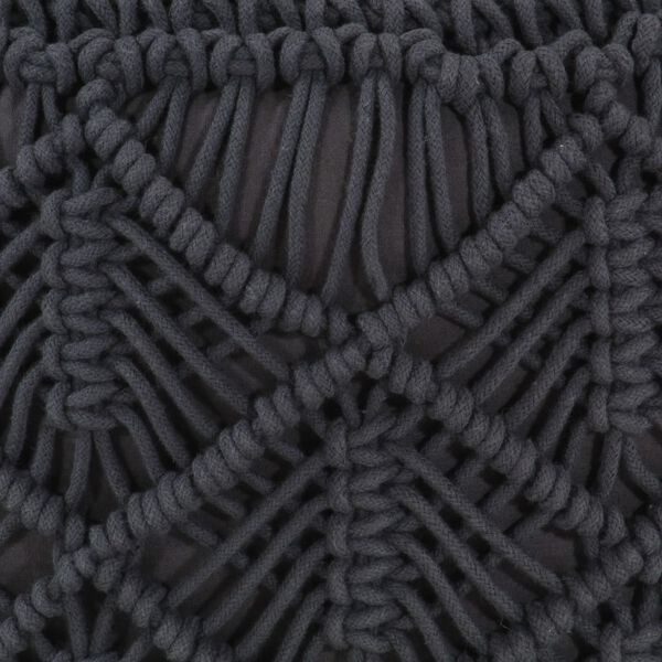 vidaXL h&aring;ndlavet macram&eacute;puf 45x30 cm bomuld antracitgr&aring;