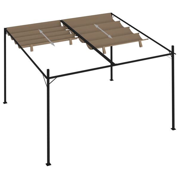 vidaXL havepavillon med udtr&aelig;kkeligt tag 300x300x233 cm gr&aring;brun