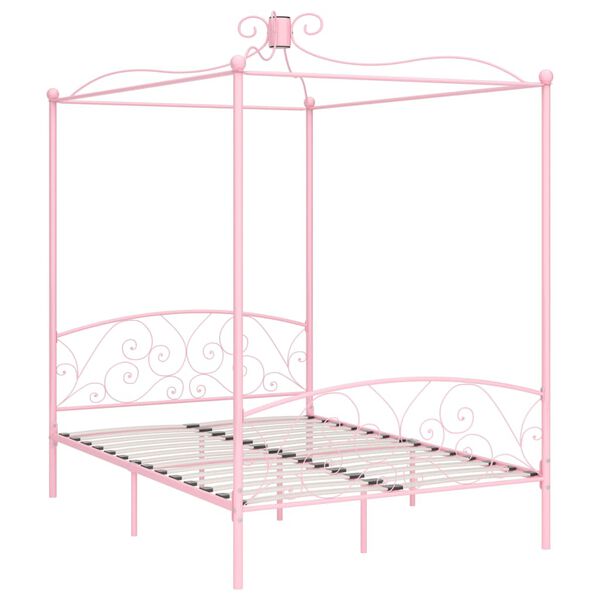vidaXL sengestel til himmelseng 120 x 200 cm metal pink