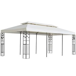 vidaXL pavillon med dobbelttag 6x3 m st&aring;l hvid
