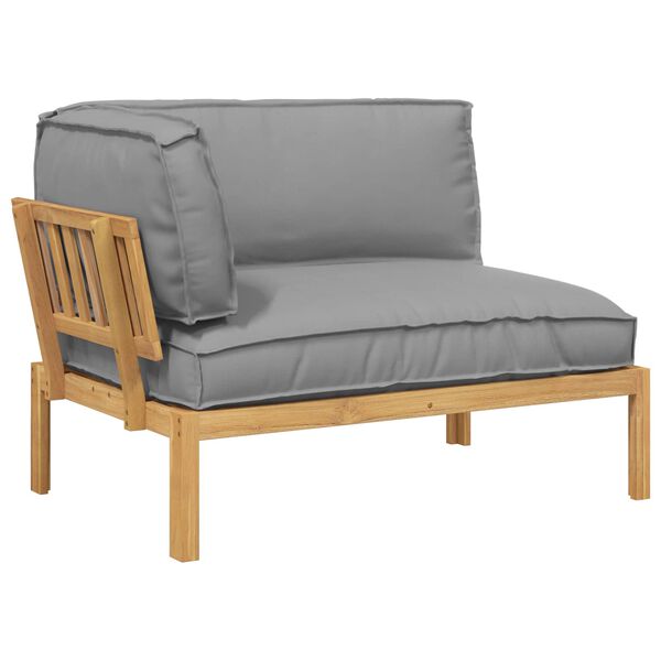 vidaXL Sofa S&aelig;t med pude Gr&aring; 133 x 92 x 69 cm Massivt Akacietr&aelig;