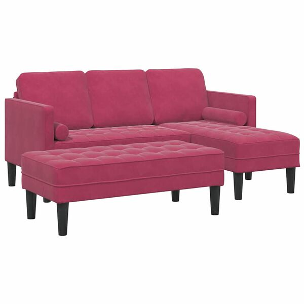 vidaXL Sofa S&aelig;t med pude 2 pcs Vinr&oslash;d Polyester