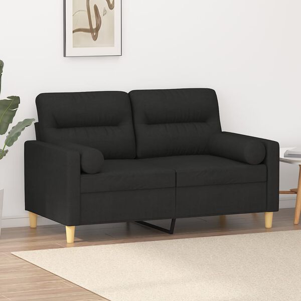 vidaXL 2-personers sofa med pyntepuder 120 cm stof sort
