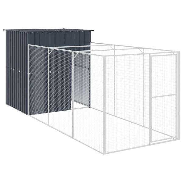 vidaXL hundehus med l&oslash;beg&aring;rd 165x455x181 cm galvaniseret st&aring;l antracit
