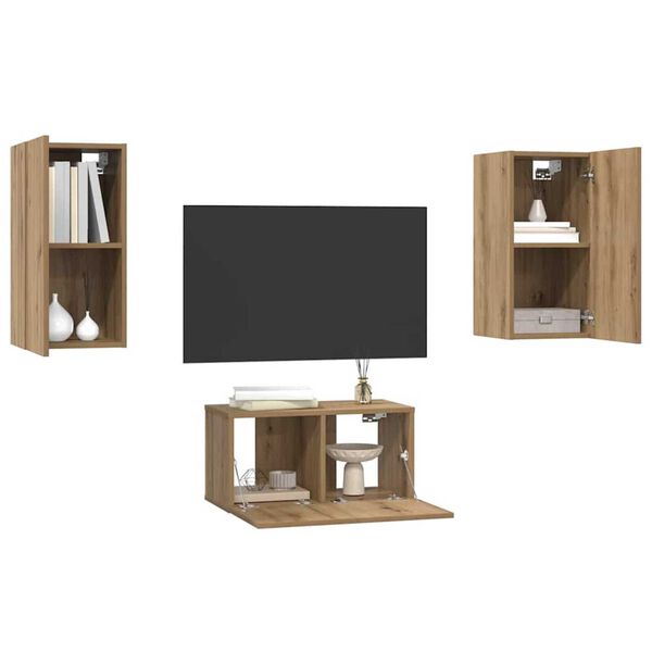 vidaXL TV-m&oslash;bels&aelig;t 3 pcs artisan eg 60 x 30 x 30 cm Konstrueret tr&aelig;