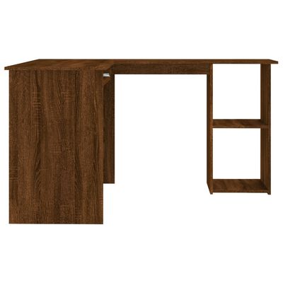 vidaXL hjørneskrivebord 120x140x75 cm konstrueret træ brunt egetræ
