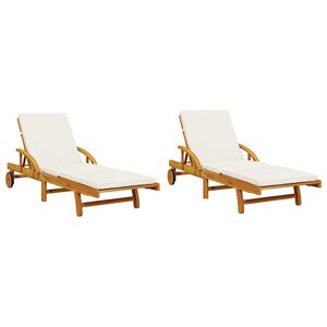 vidaXL liggestole 2 stk. 200x68x83 cm med hynder massivt akacietr&aelig;