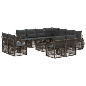 vidaXL Havesofa S&aelig;t 12 stk. Gr&aring; og M&oslash;rkegr&aring; polyrattan