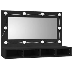 vidaXL spejlskab med LED-lys 90x31,5x62 cm sort