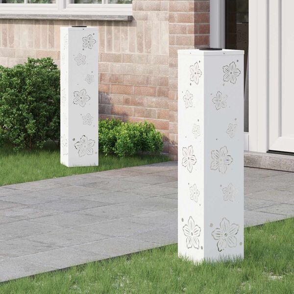 vidaXL Solar LED sti lys 2 pcs Hvid Koldvalset St&aring;l