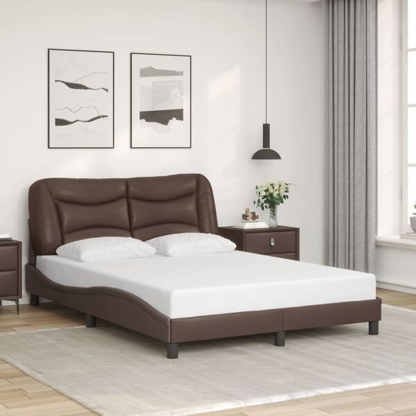 vidaXL sengeramme uden madras Hvar 140x190 cm kunstl&aelig;der brun