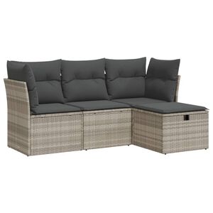 vidaXL sofas&aelig;t til haven 4 dele med hynder polyrattan lysegr&aring;