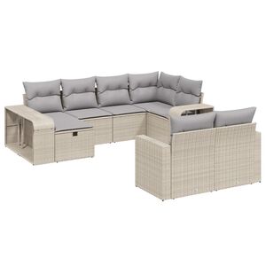 vidaXL sofas&aelig;t til haven 10 dele med hynder polyrattan beige