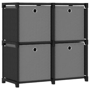 vidaXL reol med 4 rum og kasser 69x30x72,5 cm stof sort