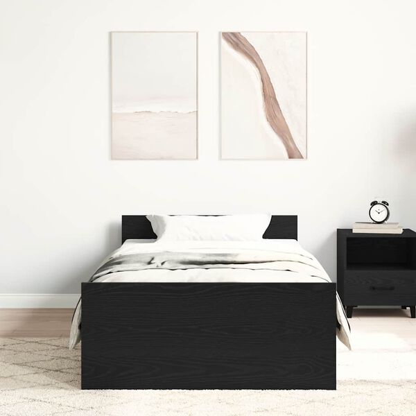 vidaXL sengeramme 100x200 cm uden madras konstrueret tr&aelig; sort eg