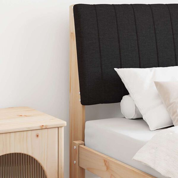 vidaXL Polstret sengegavl Sort 75 cm Massiv fyrretr&aelig;