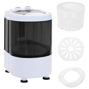 vidaXL Mini vaskemaskine med enkelt bad 2,6 kg Sort og Hvid
