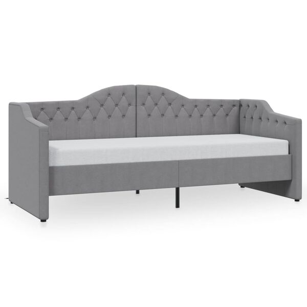 vidaXL daybed med madras og USB 90x200 cm stof lysegr&aring;