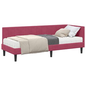 vidaXL Hj&oslash;rnesengramme med Madras 2 stk. Vinr&oslash;d 80 x 200 cm Fl&oslash;jl