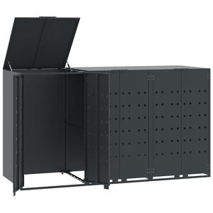 vidaXL skraldespandsskjuler 207x79x117 cm 3 rum st&aring;l antracit
