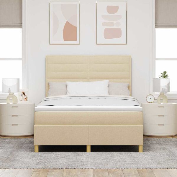 vidaXL Box spring seng med madras Creme 140 x 200 cm Stof