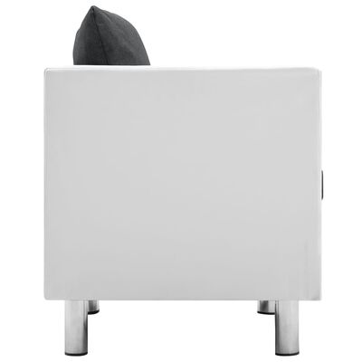 vidaXL 3-personers sofa kunstlæder hvid og mørkegrå