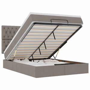 vidaXL osmannisk sengeramme med madras 140x200 cm stof gr&aring;brun