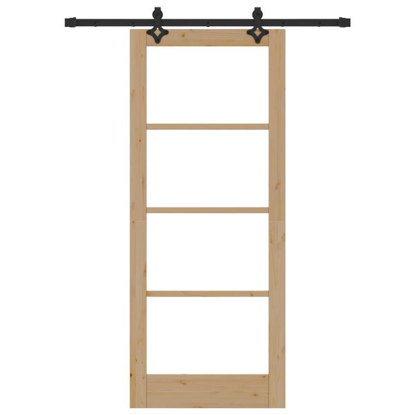 vidaXL Skyded&oslash;r Naturfarvet 83 x 202 cm Massivt fyrretr&aelig; og glas