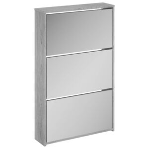 vidaXL skoskab med spejl 3 hylder 63x17x102,5 cm gr&aring; sonoma-eg