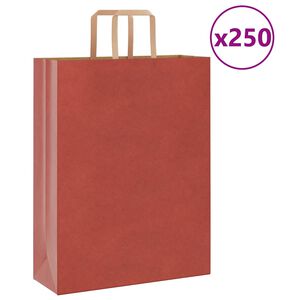 vidaXL papirposer 250 stk. med h&aring;ndtag 32x12x42 cm r&oslash;d