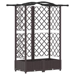 vidaXL H&aelig;vet Bed med Trellis og Tag Brun 124 x 40 x 123 cm PP