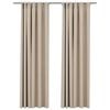 vidaXL m&oslash;rkl&aelig;gningsgardiner med kroge 2 stk. h&oslash;r-look 140x245 cm beige