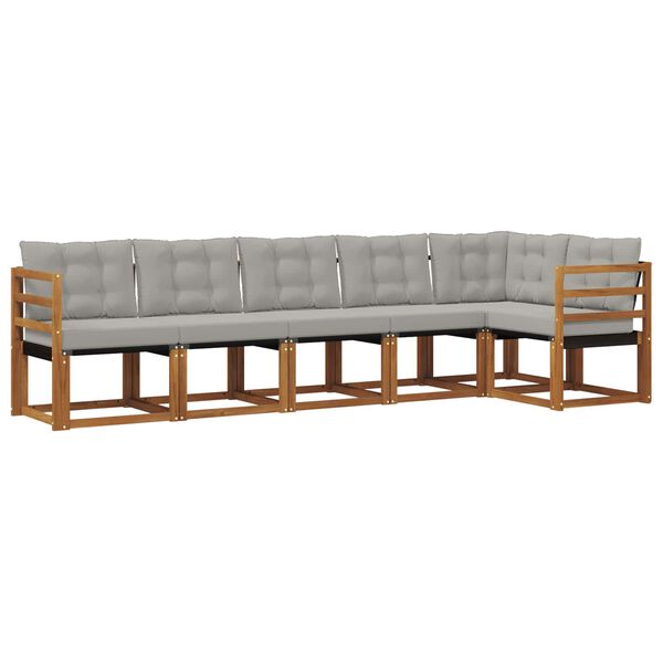 vidaXL Udend&oslash;rs sofagruppe med pude 6 pcs Naturlig og Lys Gr&aring;