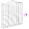 vidaXL buede gabionkurve 5 stk. 200x30x200/220 cm galvaniseret jern