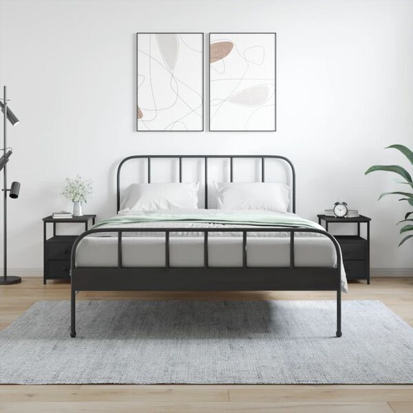 vidaXL sengeborde 2 stk. 34x35,5x50 cm konstrueret tr&aelig; sort