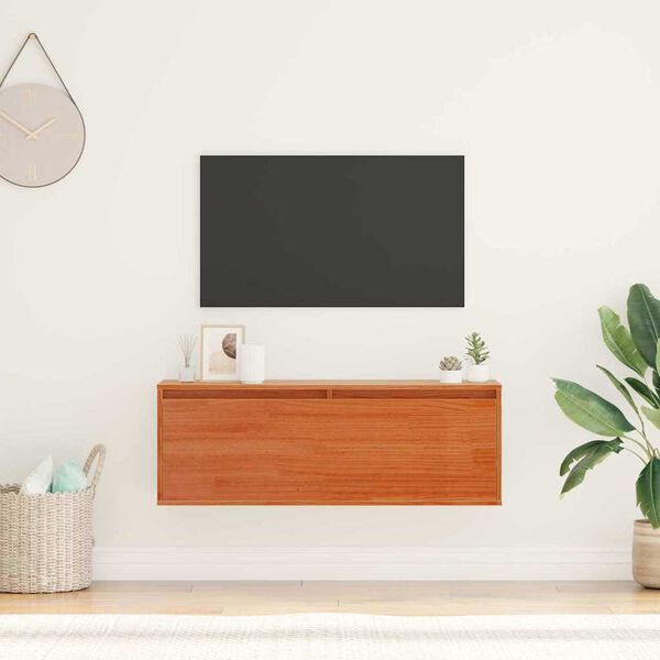 vidaXL V&aelig;gskab med hylde Voks brun 100 x 30 x 35 cm Massiv fyrretr&aelig;