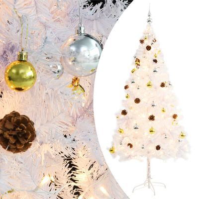 Monograph Bage gasformig vidaXL kunstigt juletræ med kugler og LED-lys 180 cm hvid | vidaXL.dk