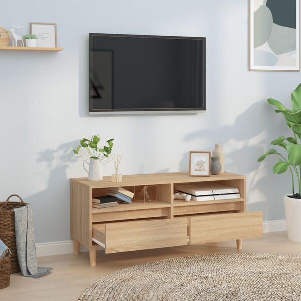 vidaXL tv-bord 100x34,5x44,5 cm konstrueret tr&aelig; sonoma-eg