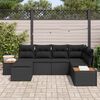vidaXL Havesofa S&aelig;t med pude 6 pcs Sort polyrattan