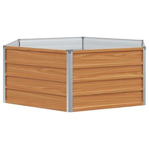 vidaXL H&aelig;vet Havebed Tr&aelig;look 129 x 129 x 45 cm Galvaniseret st&aring;l