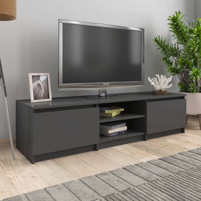 vidaXL tv-bord 140x40x35,5 cm konstrueret træ grå højglans